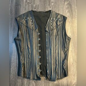 VINTAGE Leather heavy duty vest - see measurements